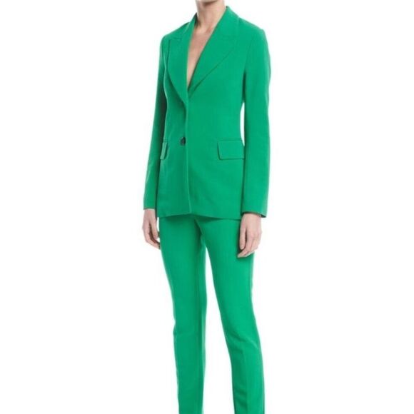 Rosetta Getty Women's Peak-lapel Two-Button Stretch-cady Jacket Size 4 Green - Picture 2 of 13